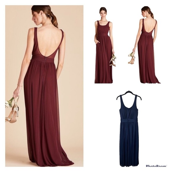 BIRDY GREY Navy Blue Open Back Square Neck Maxi Bridesmaid Gown Medium - Picture 1 of 9